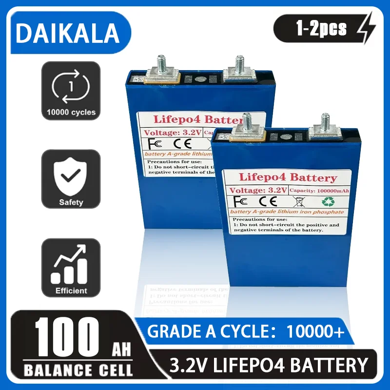 

High Quality 12v Campers Golf Cart, Off-road Solar Wind Power Yacht, 3.2V 100Ah Lifepo4 Battery, A-grade Lithium Iron Phosphate