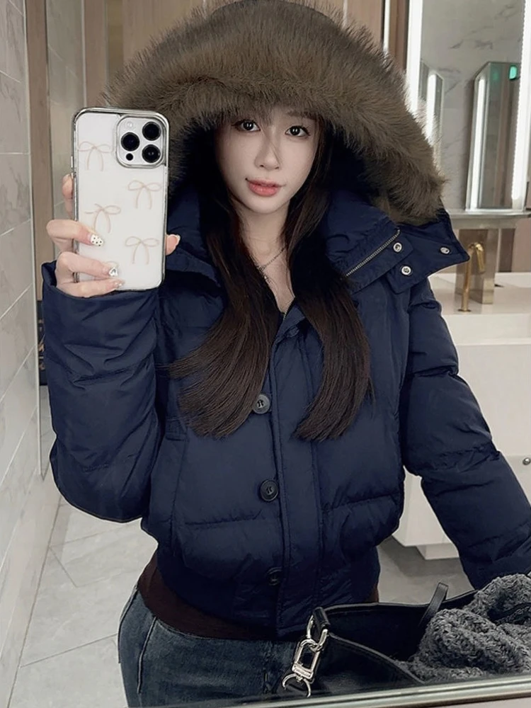 معطف قطني بقلنسوة مكتنزة سترة شتوية سميكة فضفاضة للنساء الصغيرات 2025 وصول جديد #2