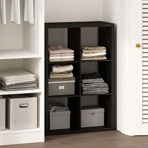 2/3/4/6/8/9 Grid Sturdy Wooden Frame Bookcase, Open Back Cube Storage Cabinet Freestanding Bookshelf Equipped with Anti-Tip Kit Wooden Open Display Shelf for Living Room, Bedroom and Study Open-Style Bookshelf Available in White and Chocolate Brown with O