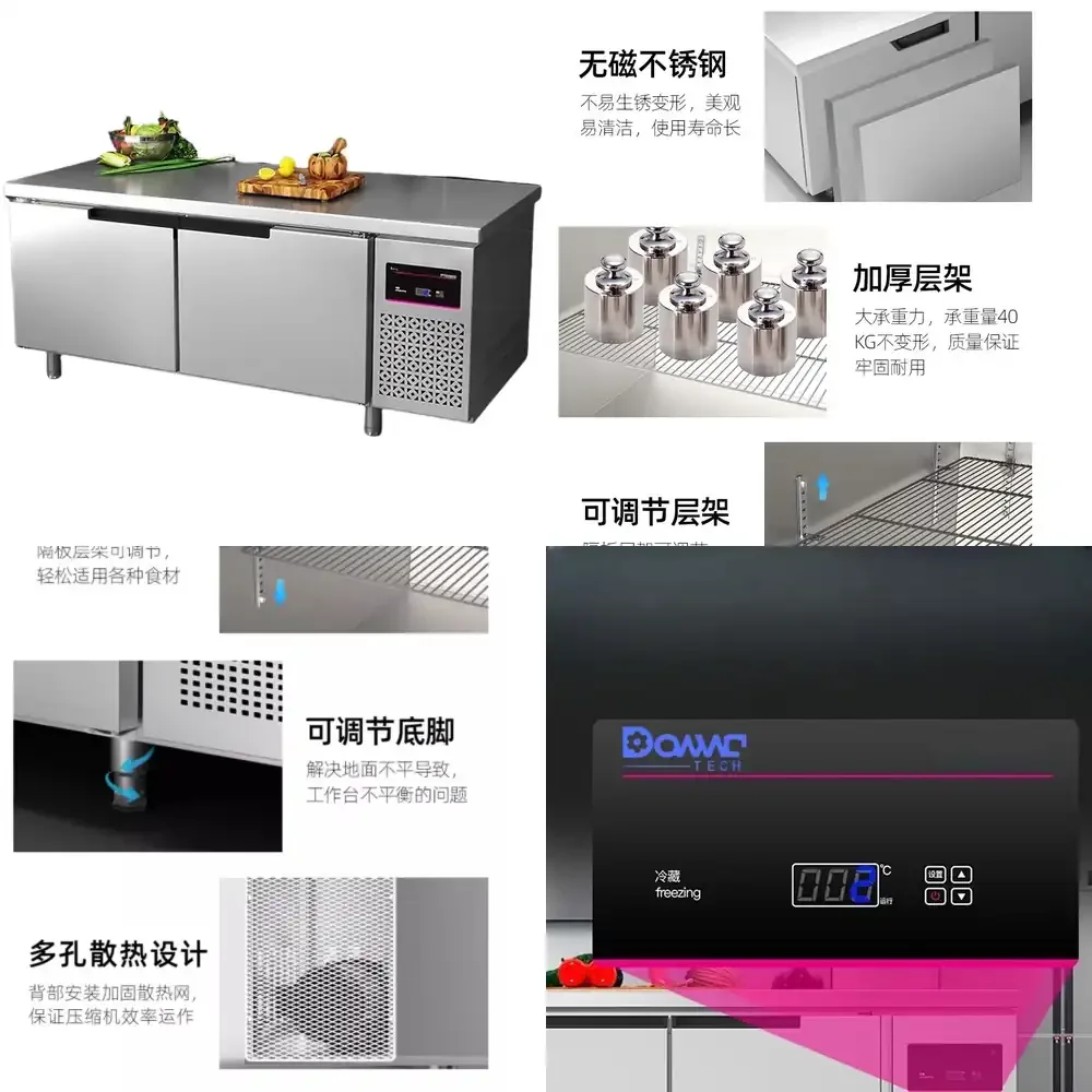 Stainless Steel Countertop Salad bar Fridge with air Cooling for Wholesale Freezers.