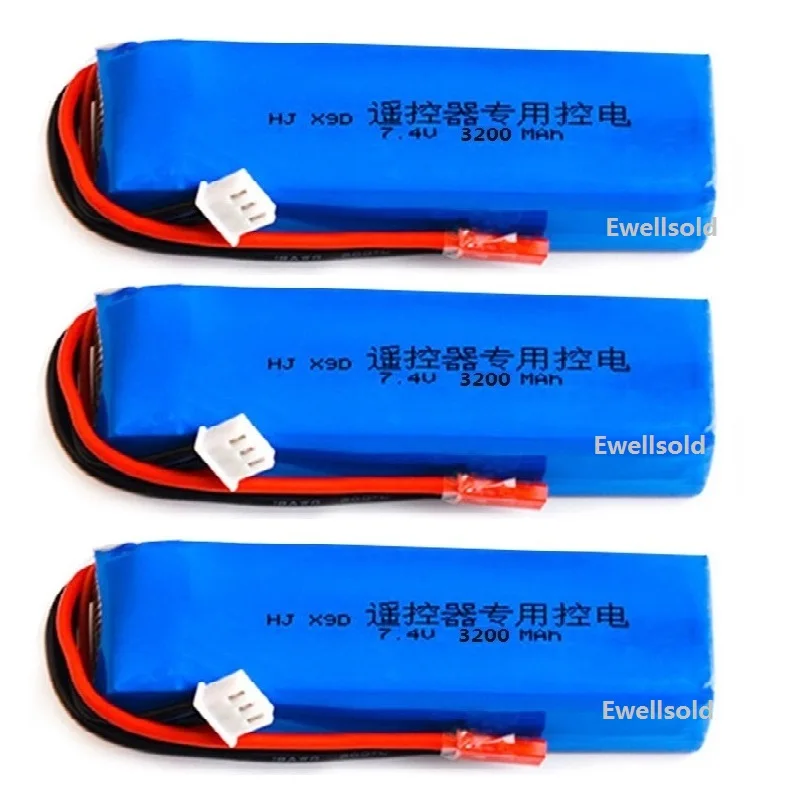 7.4V 3200mah Lipo Battery Rechargeable/USB charger For  X9D Plus Transmitter Remote Controller Spare Parts 7.4v 3000mAh