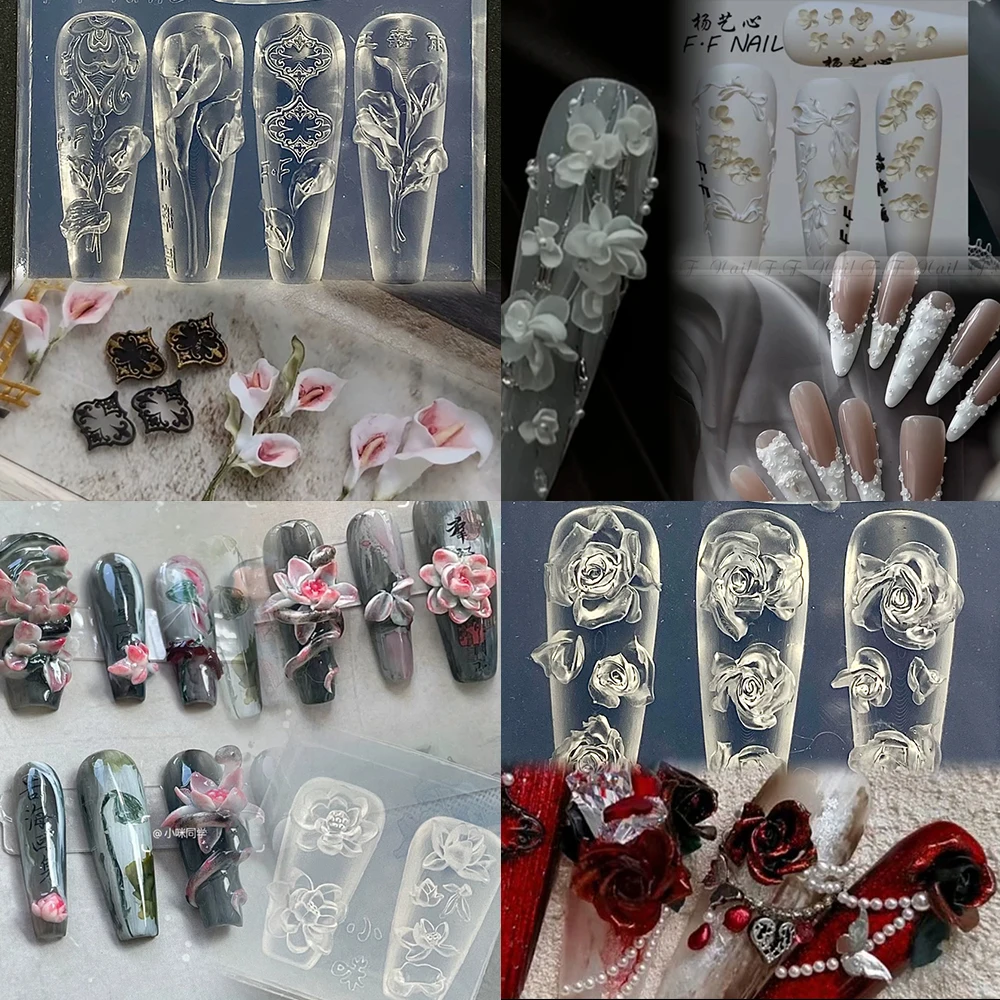 

Bowknot Flowers Series 3D Acrylic Mold Nail Art Decoration Lotus Jasmin Butterfly Diy Design Silicone Nail Art Nails Mold