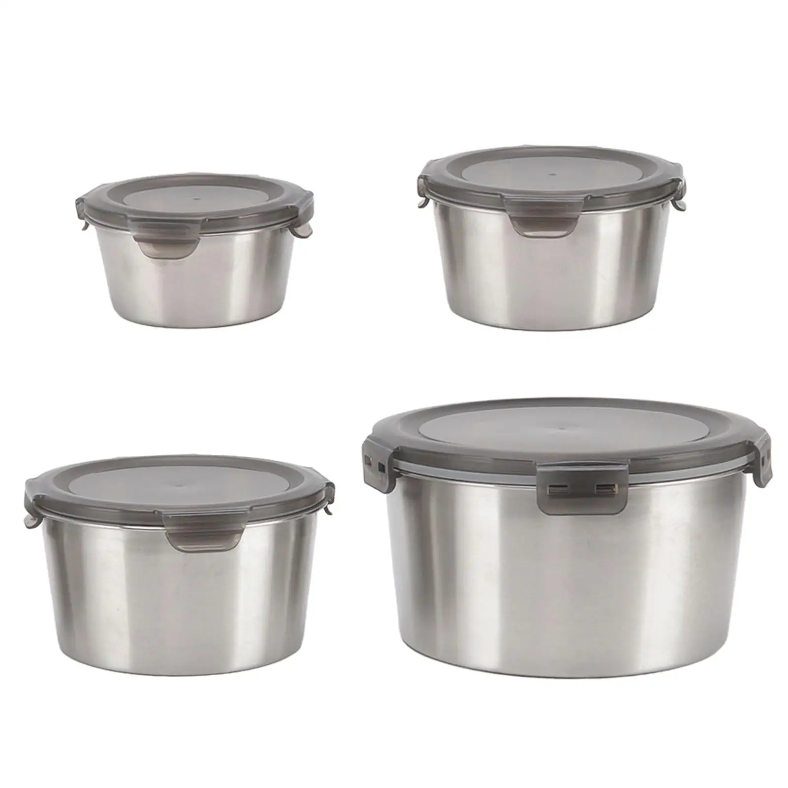 

Portable Stainless Steel Food Container Box with Snap Cover Large Capacity for Work, Skid Resistant and Space Saving