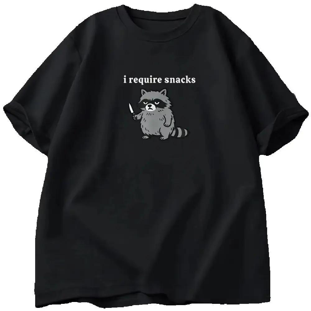 Danqiyoyo I Require Snacks T Shirt Funny Raccoon New Arrival men Clothes Tee Shirt Homme Graphic T-Shirts man Tshirt 27221