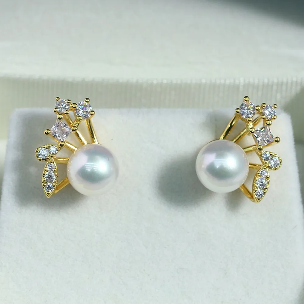

6PCS S925 Sterling Silver Needle 18K Gold Wrapped Plated Brass Earring Settings Diy Jewelry Pearl Earrings Accessories