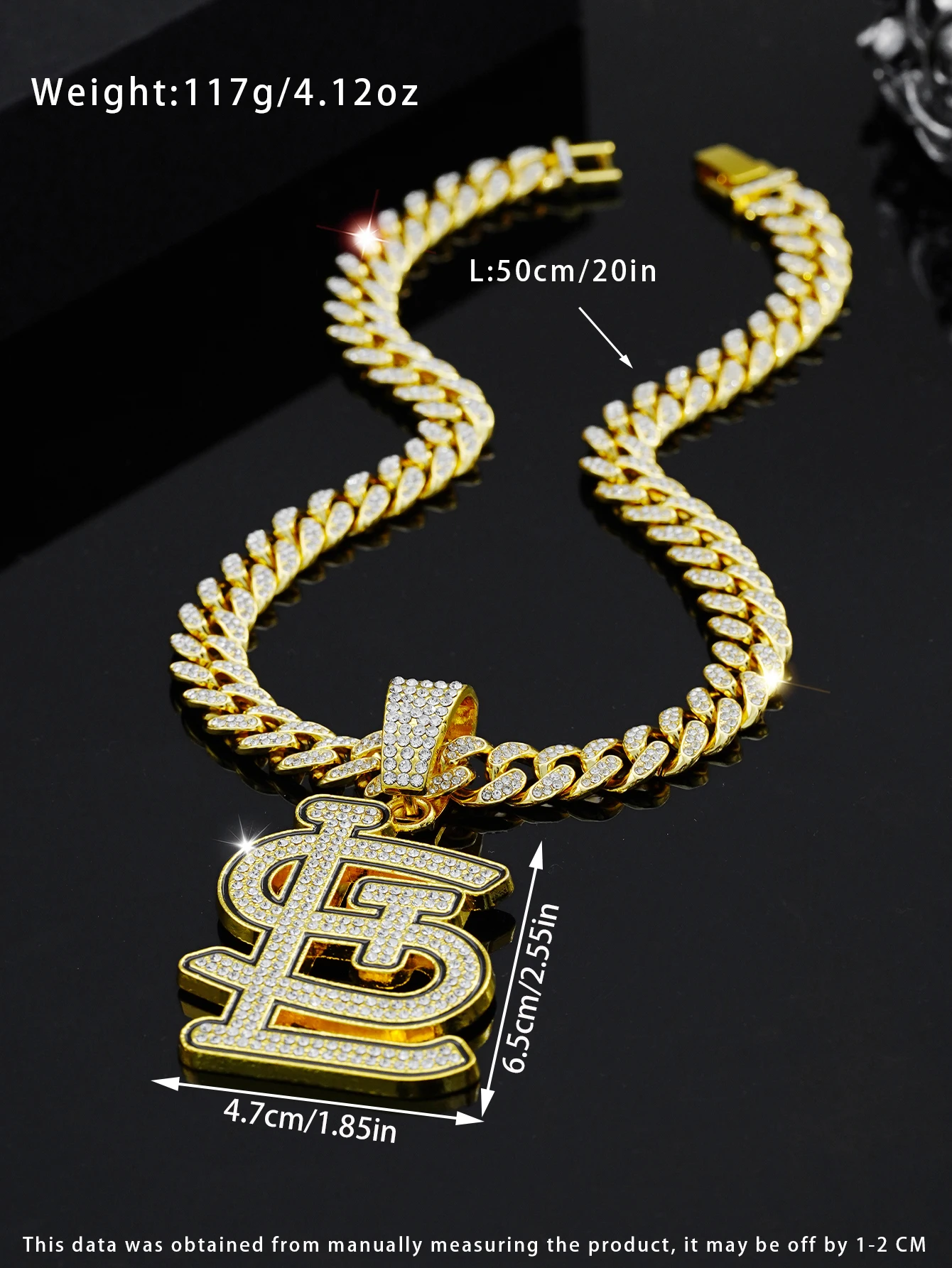 Fashionable Sport Style 20-Inch Cuban Chain With SL Pendant Necklace, Hip-Hop Gifts Fashion Accessory For Daily Decoration