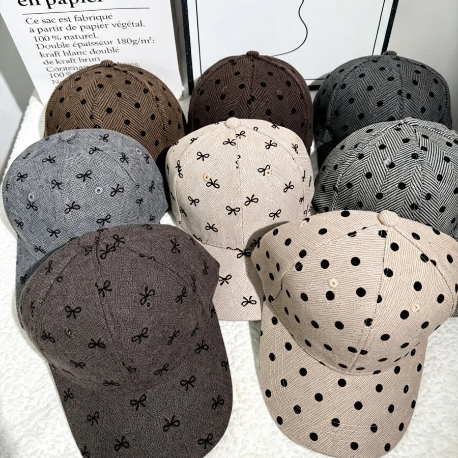 Korean Style New Hat for Women with Bowknot Embroidery, High-End Fashion Street Style Sunshade Baseball Cap