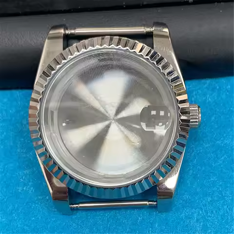 36MM Stainless Steel Watch Case Fluted Bezel Mineral Glass Mirror Case For 8215 2813 8205 8200 Movement Watch Cover Shell Parts