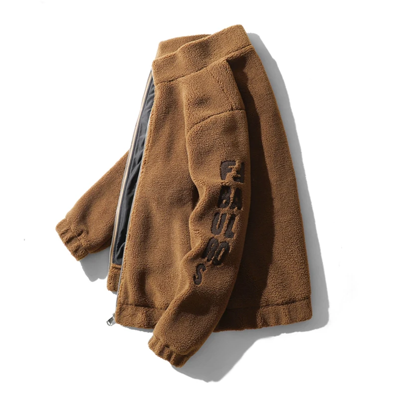 موضة الاتجاه رسالة التطريز البربرية الصوف معطف الشتاء سميكة الدافئة سترة الرجال سترات فضفاضة غير رسمية سميكة الرجال الملابس