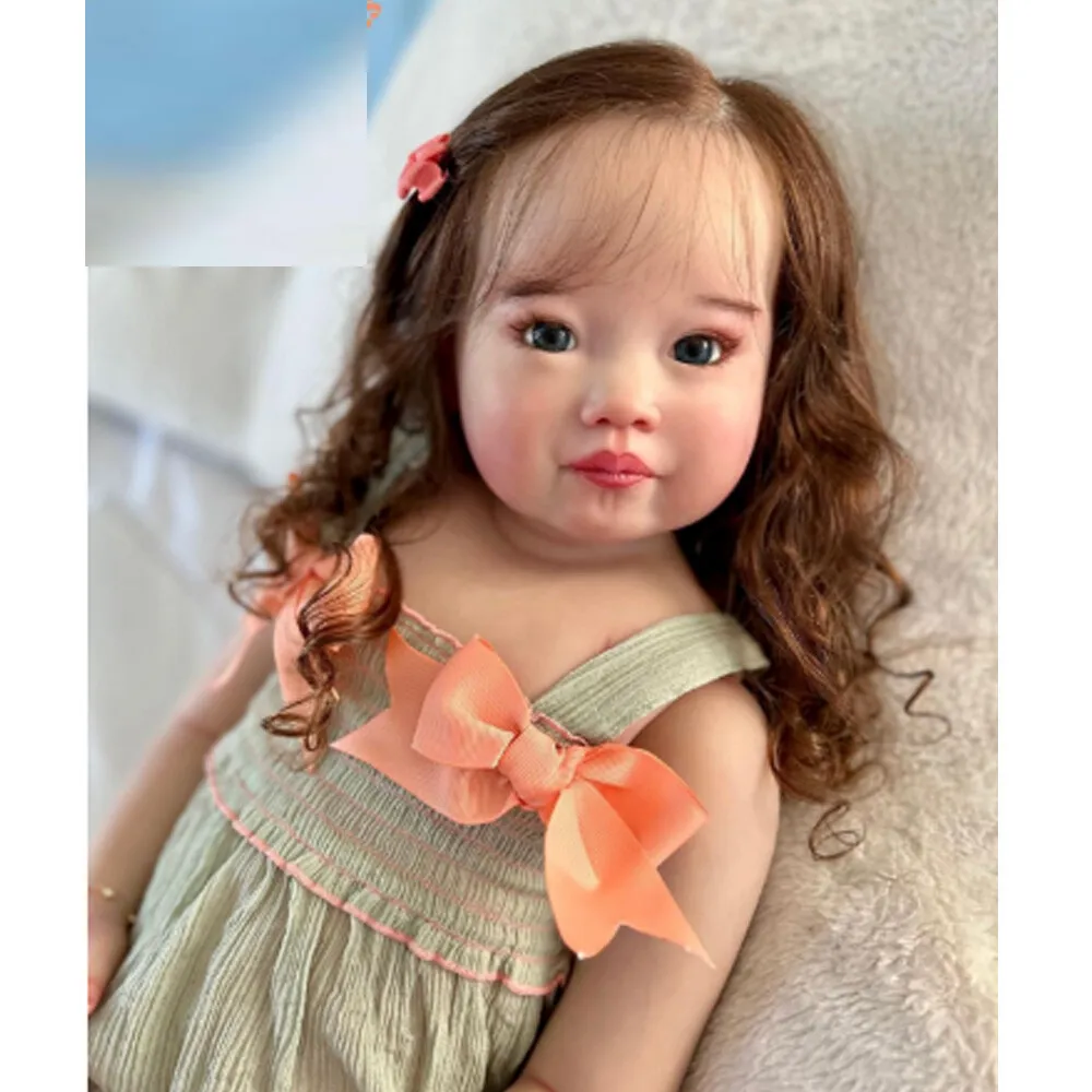 Cute 28" Already Finished Reborn Baby Doll Toddler Girl Curly Hair Handmade Gift