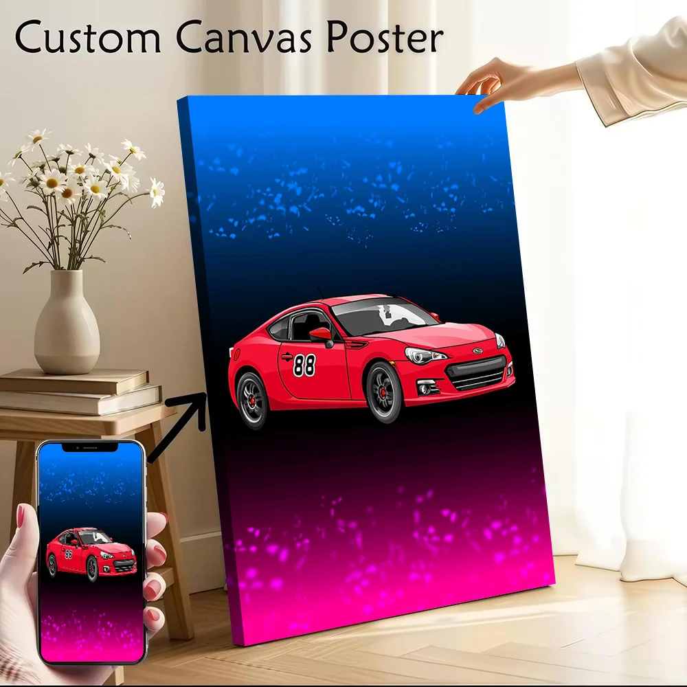 Red Sports Car BRZ Canvas Poster Customizable Printed Canvas Painting Wall Art for Fans Home Decorations Wand Deko Room Decor