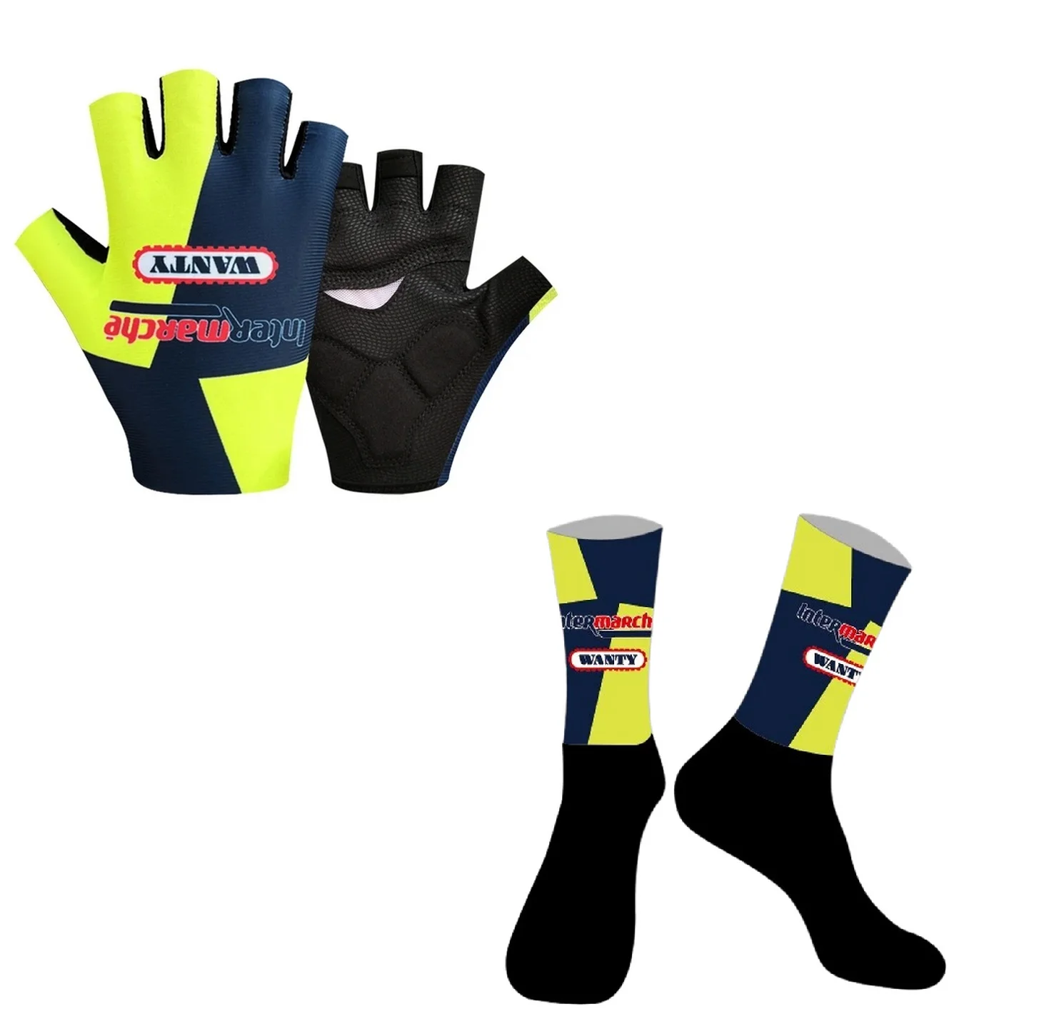 2024 INTERMARCHÉ-WANTY Team  One Pair Half Finger Cycling Gloves + ONE PAIR CYCLING SOCKS