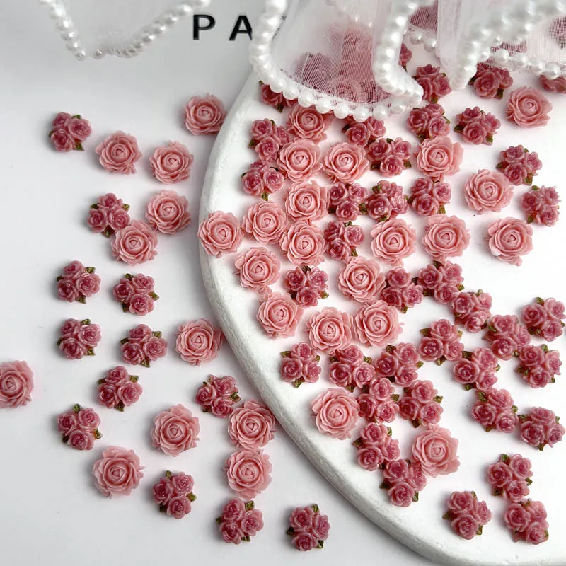 50pcs 무작위 혼합 수지 네일 매력 장미 꽃 네일 아트 장식 액세서리 매니큐어 DIY 공예