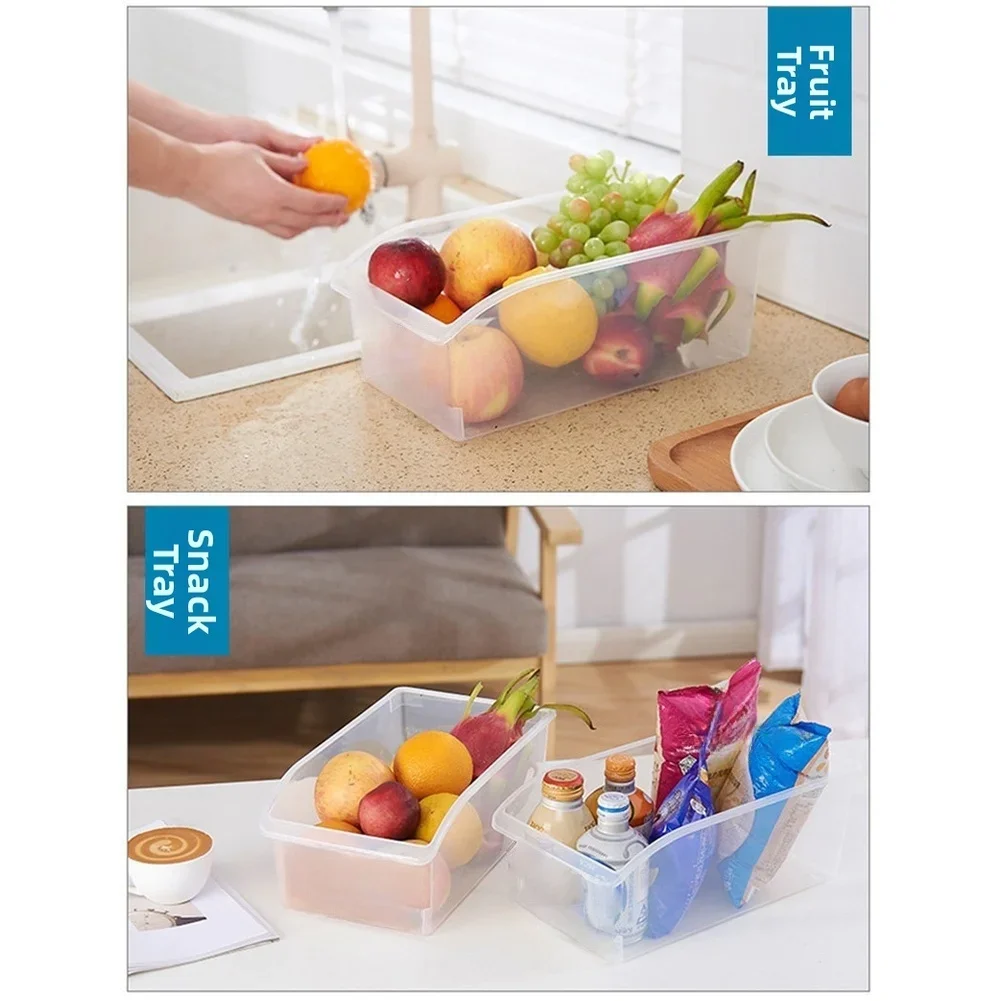 Stackable Refrigerator Storage Drawer Box With Smooth Pull-Out Function For Eggs Vegetables And Daily Food Items