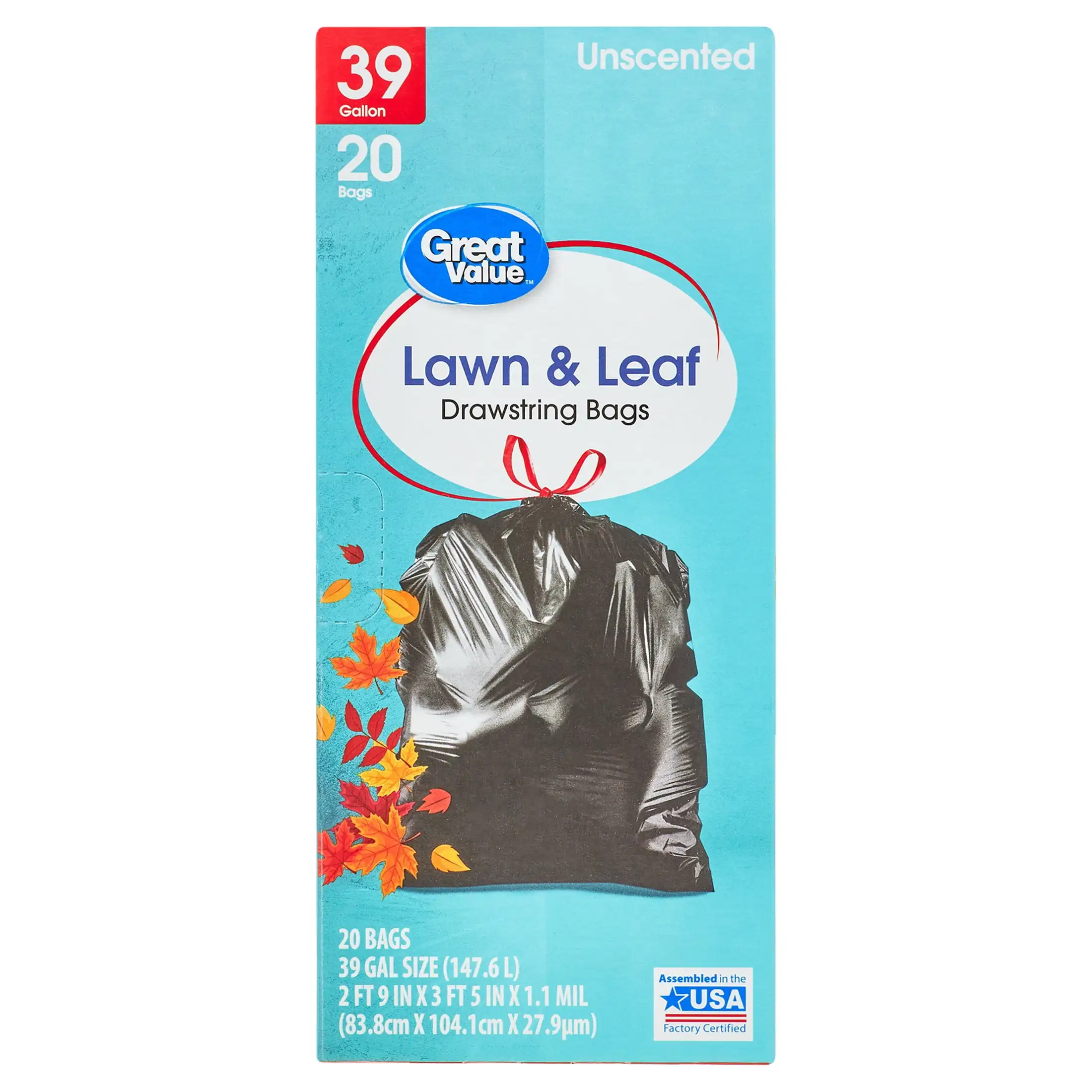 

Lawn & Leaf 39-Gallon Drawstring Bags, Unscented, 20 Count