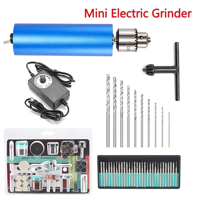 13000rpm Handheld Mini Electric Grinder Stepless Speed Adjustable Metal Multifunct Polishing Engraving Electric Drill Bits