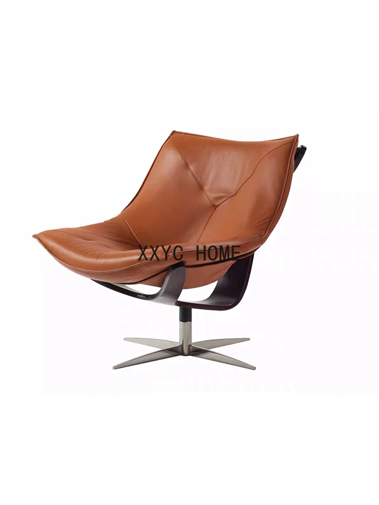 

Leather Rotating Leisure Chair Lazy Living Room Computer Chair Creative Strange Shape Metal Chair