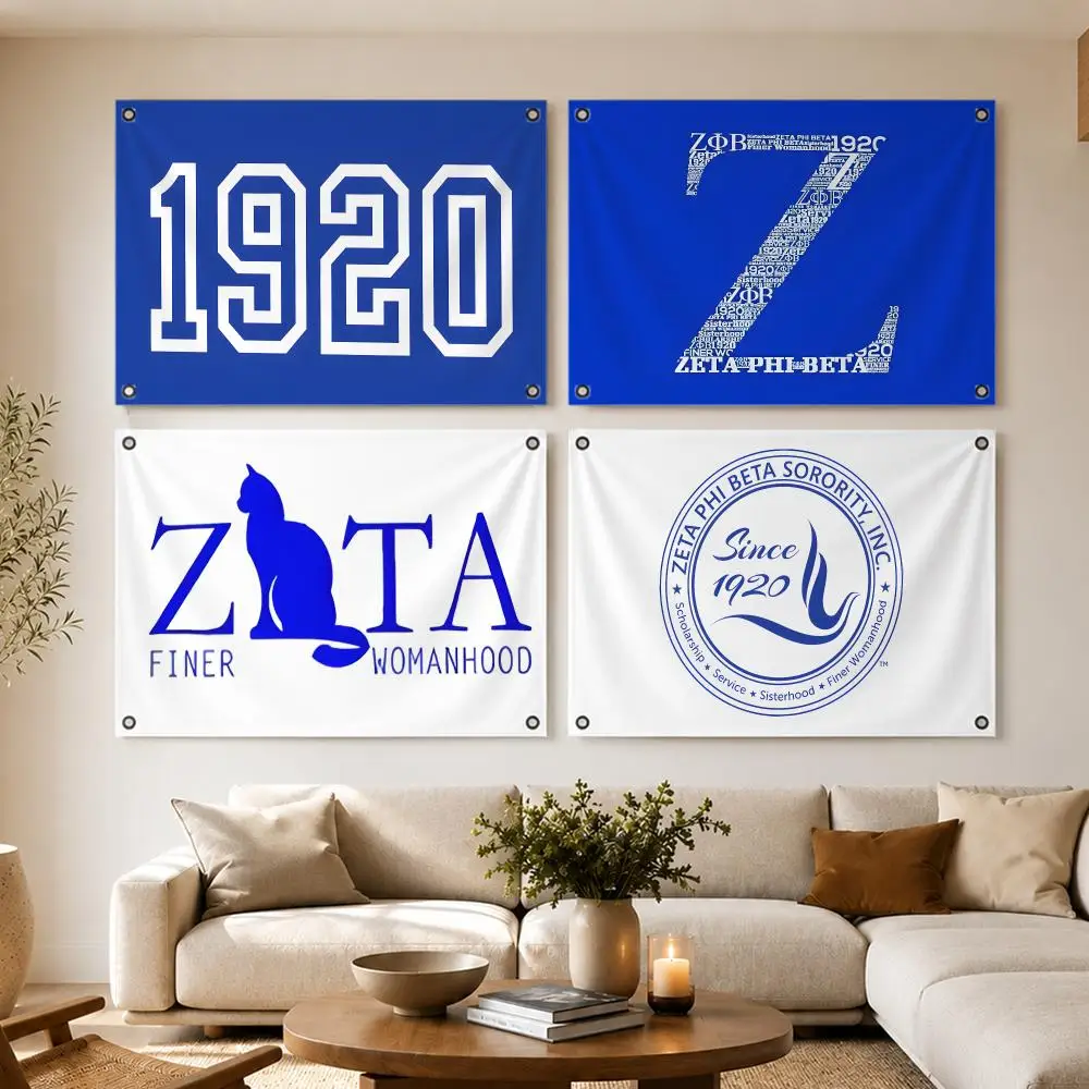 Sorority Zeta Phi Beta Sorority Flags flag For Room Dorm Camping Picnic Art Style Garage Bar wall Decoration Banner