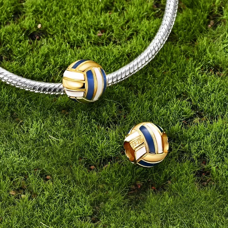 Silver Sports Basketball Charms Beads Fit Original Bracelet Bag Keychain Earring Charm Bead Pendant Diy Women Jewelry Gift view 5