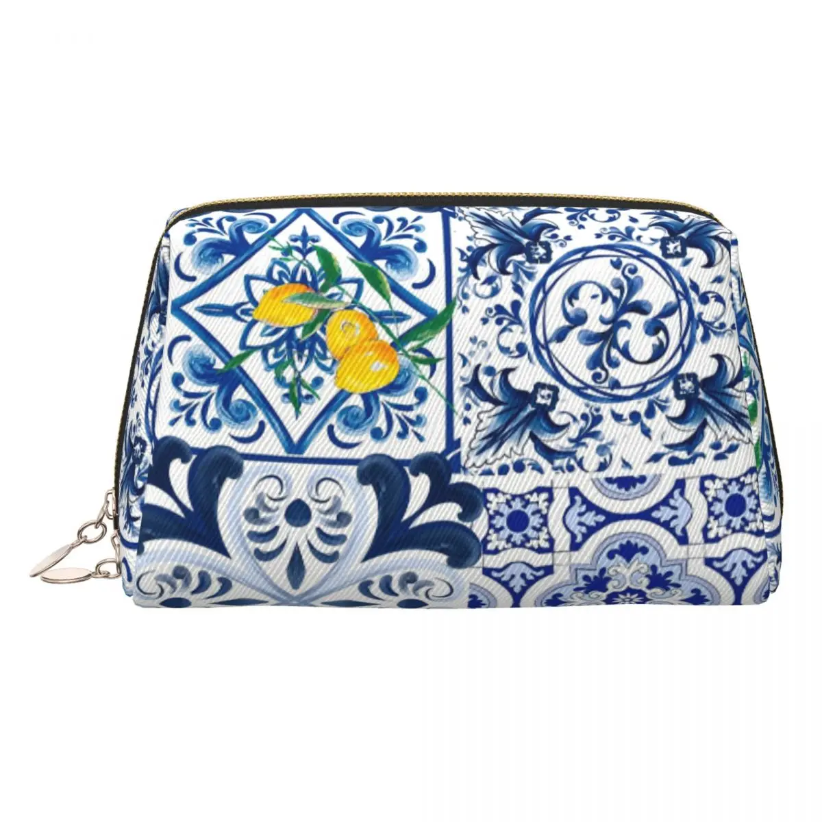 

Сицилийская плитка, медицинтроморская, мозаика, декоративная женская косметичка, дорожный органайзер для макияжа, сумка для хранения туалетных принадлежностей, Dopp Kit Box