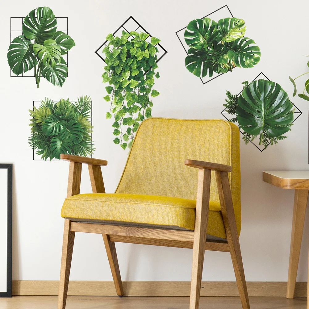Green Ivy Pattern Wall Stickers for Home Decoration on Smooth Surfaces Including Glass Tile Plastic Painted Walls and Metal