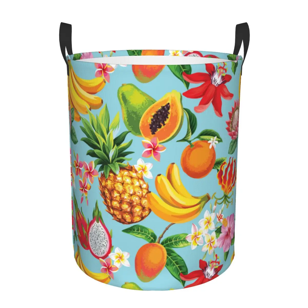 Summer Tropical Fruits Pineapples Laundry Basket Collapsible Clothing Hamper Toys Organizer Storage Bins