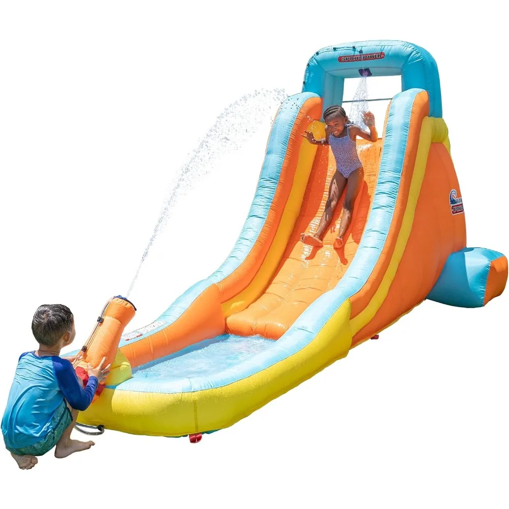 

My First Inflatable Water Slide - Heavy-Duty Outdoor Slide with Water Cannon and Splash Pool with Blower