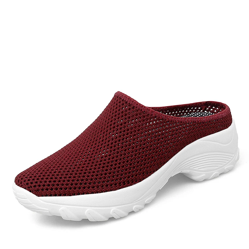 Summer women's fashion network sports shoes platform solid color flat women's shoes casual breathable walking sports shoes