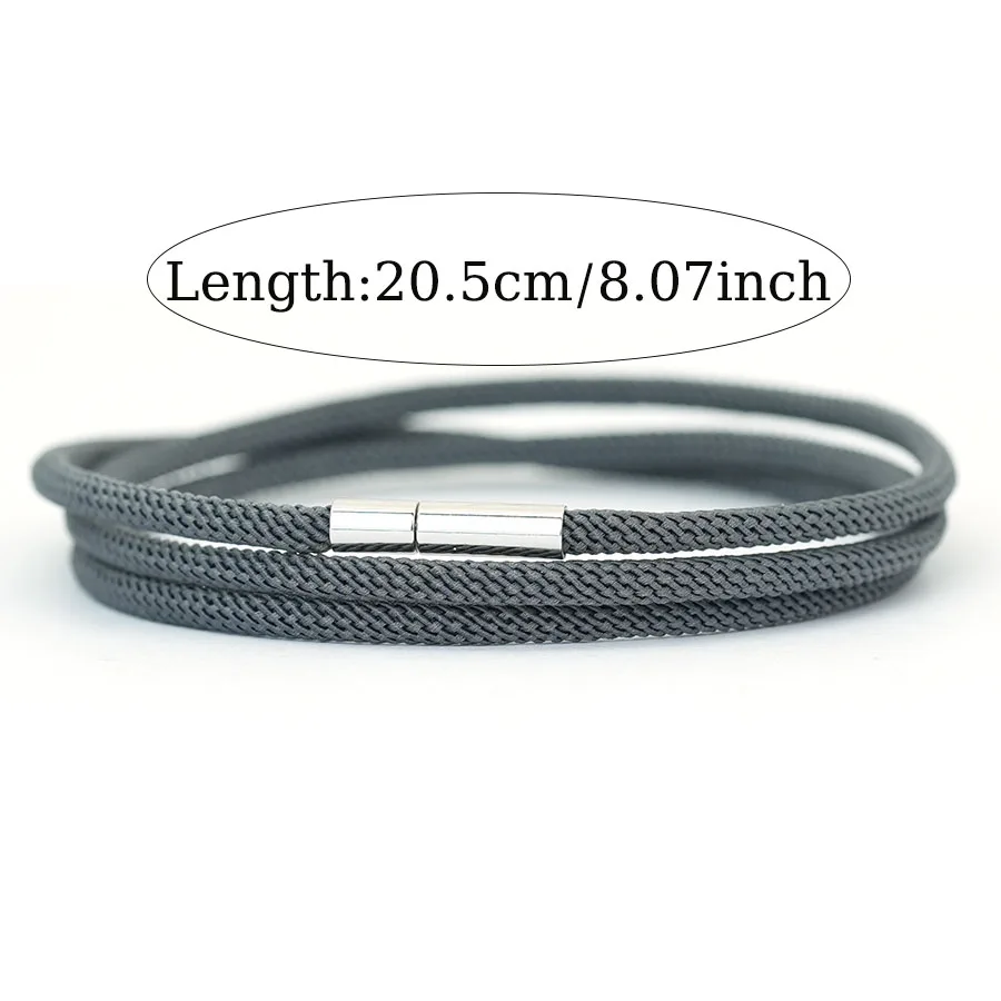 موضة متعدد الطبقات 3 مللي متر سلسلة رجل سوار الملابس والاكسسوارات فضي المشبك اليدوية المنسوجة الحظ سوار السنة الجديدة أوم مجوهرات #4