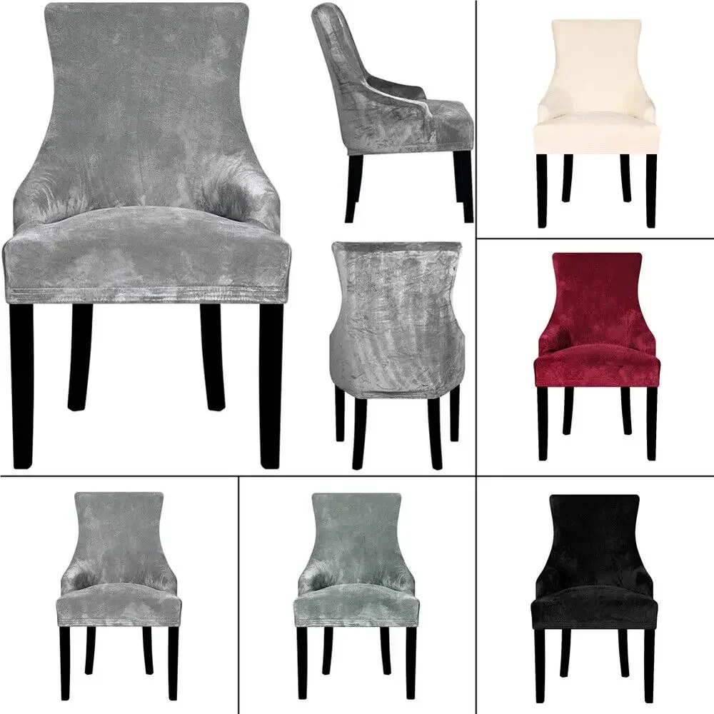 Velvet Sloping Arm Chair Cover Big Size XL Size Wing Back King Back Chair Covers Elastic Seat Covers For Hotel Party Banquet