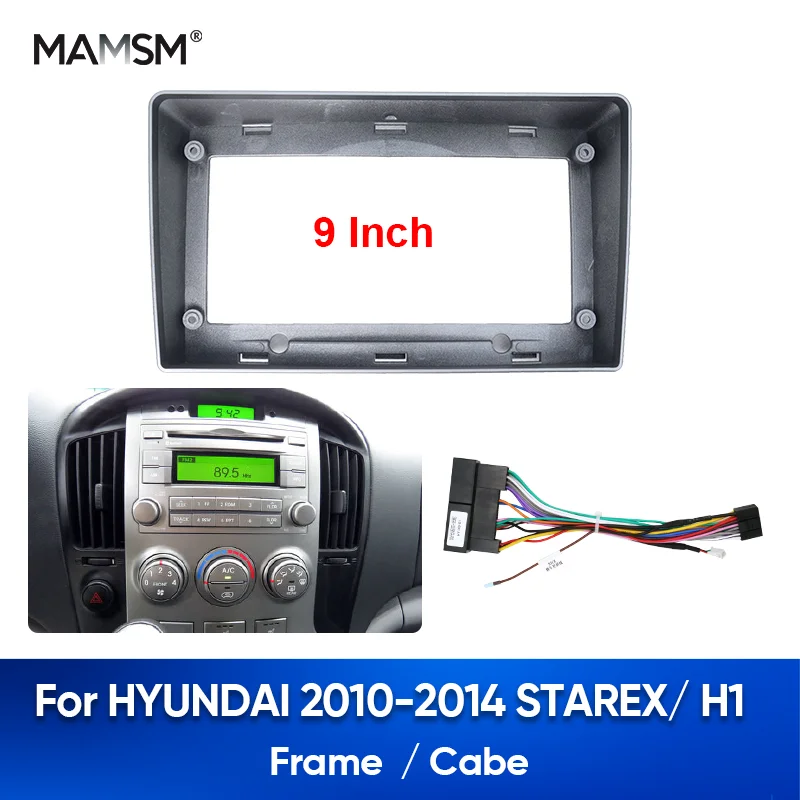 MAMSM For HYUNDAI STAREX/H1 2010-2014 2Din Car DVD Frame Audio Fitting Adaptor Dash Trim Kits Radio Facia Panel Cable Harness