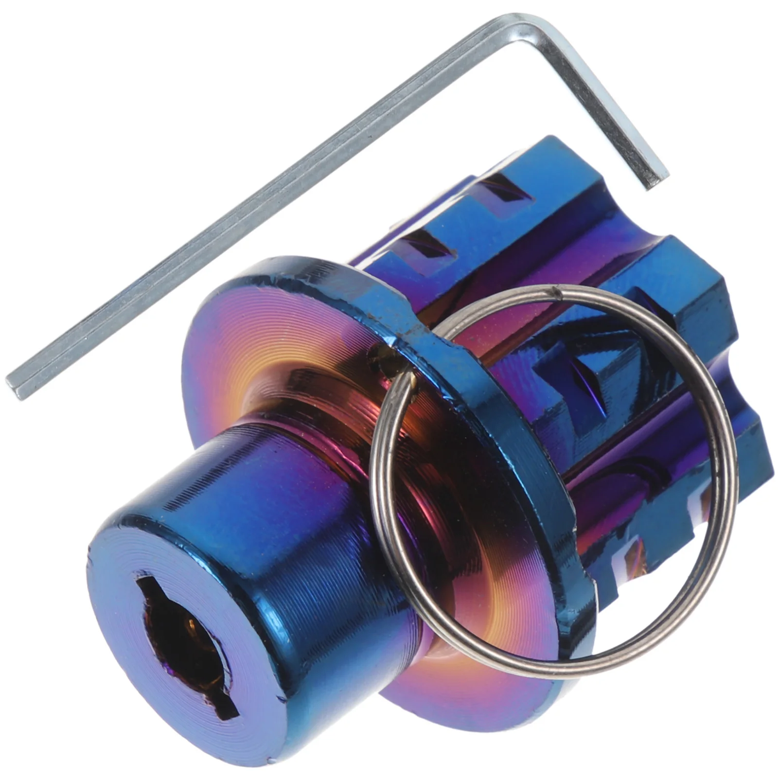 غطاء مفتاح الدراجة النارية مطلي بالتيتانيوم، أزرق مخبوز عالي القوة، مقاوم للتآكل، قوي ومتين، محرك تركيب لولبي #3