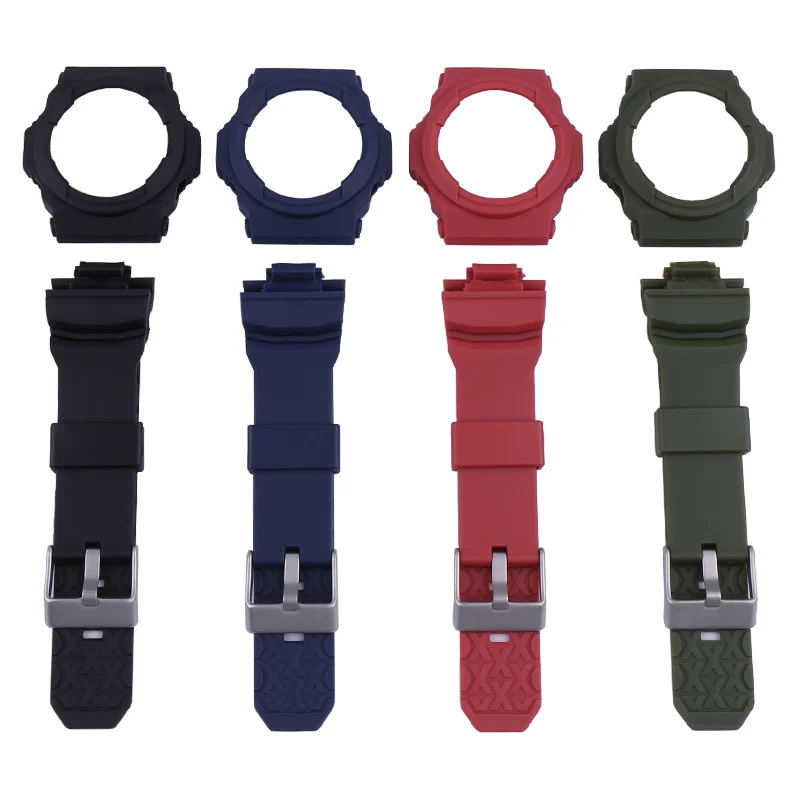 

Resin watch band and case compatible for Casio GA-150 GA-300 GA-310 GLX-150 watch strap rubber sports wristband 16mm men's women