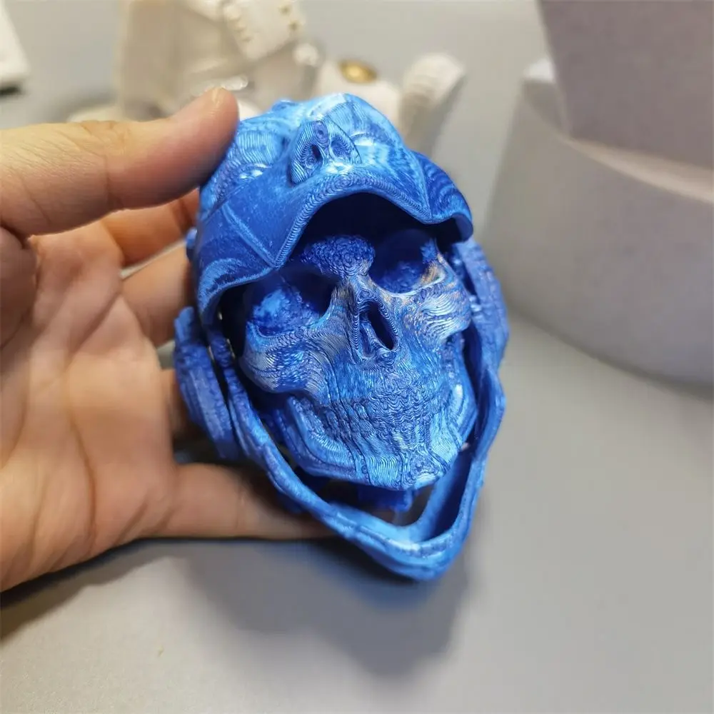 Custom Machined 3D Printing Mask Model Pla Colorful Skull Mask Model Skull Decoration Flip Knight Mask Halloween Gift view 4