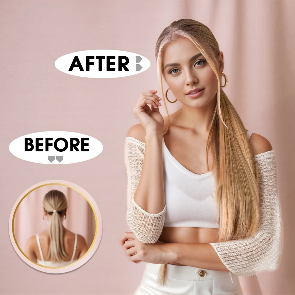 Synthetic Long Straight Claw Clip On Ponytail Hair Extensions 24Inch Heat Resistant Pony Tail Hair Piece For Women Daily Party