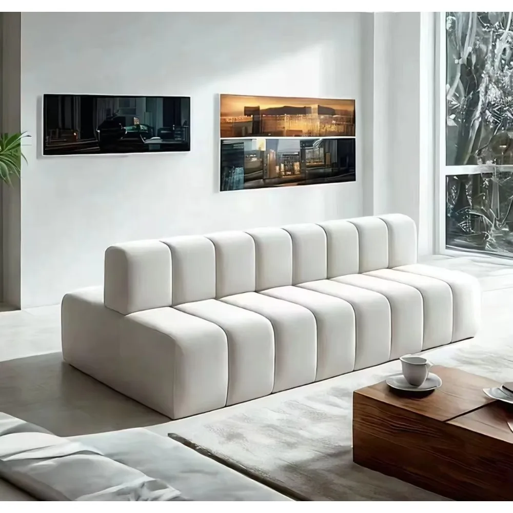 Double Sided Sitting Back-to-Back Straight Row Sofa Booth Wood Modern Apartment Clothing Store Beauty Salon Hotel Lobby
