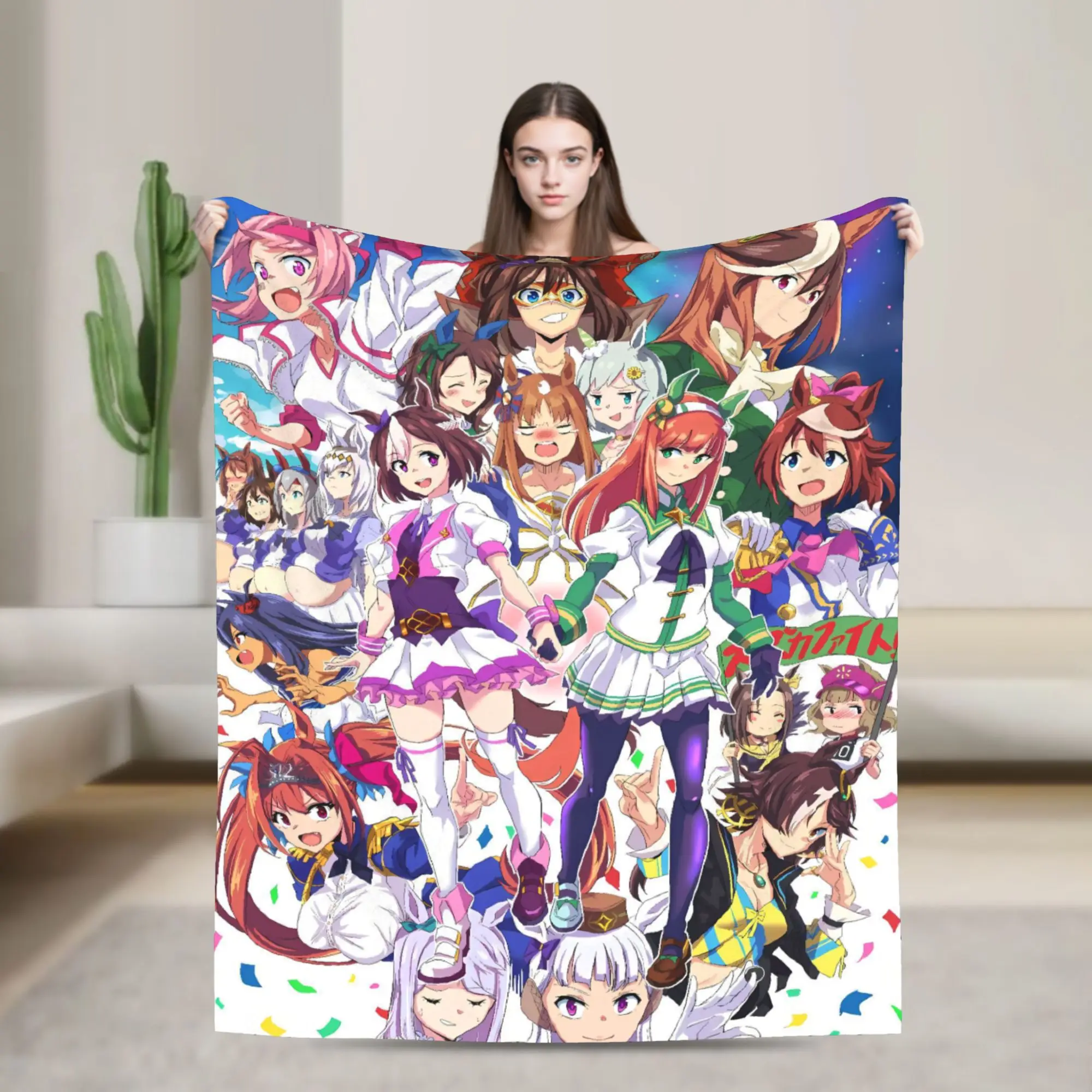 Uma Musume Pretty Derby Anime Blankets Super Warm Funny Plush Throw Blanket For Living Room Flannel Bedspread Bed Cover