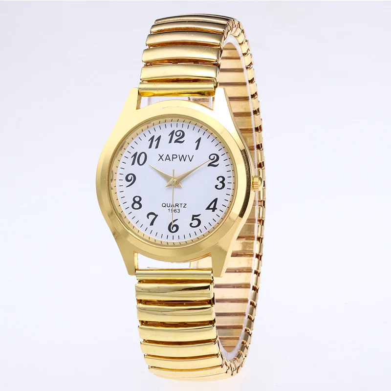 Classic Vintage Business Women Men Elastic Gold Sliver Quartz Watch Tide Lovers Couple Bracelet Watches Party Office Gifts