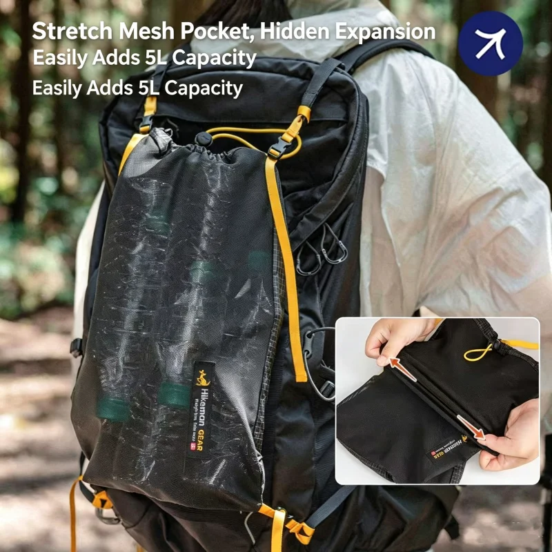 Outdoor Backpack Expansion Kangaroo Pouch Ultralight Breathable Outdoor Hiking Camping Gear Storage Bag Dry-Wet Separation Pack view 2