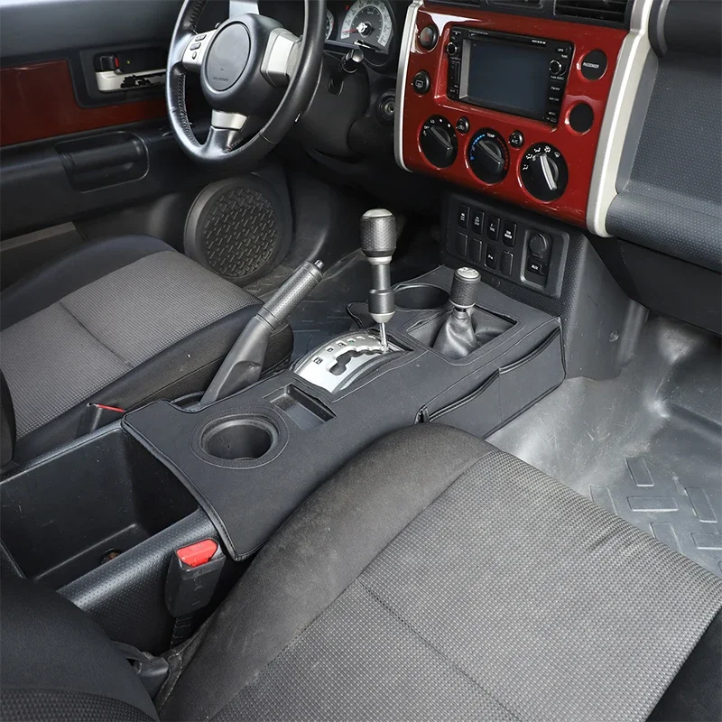 

High-solid Sheepskin Leather Black Car Center Console Protective Cover Trim For Toyota FJ Cruiser 07-21 Interior Car Accessories