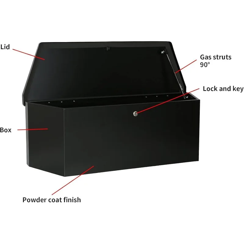 Trailer Tongue Box, 2.31cu.ft. Trailer Tool Box, Black Steel, 35x12.2x11.8inch, 1 Pack US(Origin)