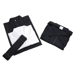 Hakama arti marziali Apanese Kendo Laido Aikido Hapkido Hakama arti marziali uniforme Kendogi + Hakama + intimo + cintura) nero e blu