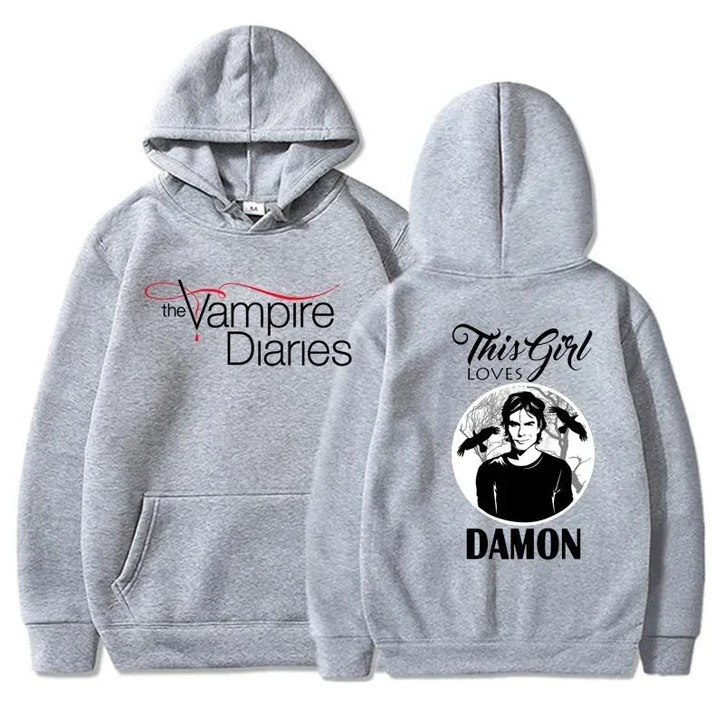 2024New The Vampire Diaries Hoodies Women Fashion Personality Hooded Sweatshirt Casual Outdoor Loose Long Sleeve Pullover