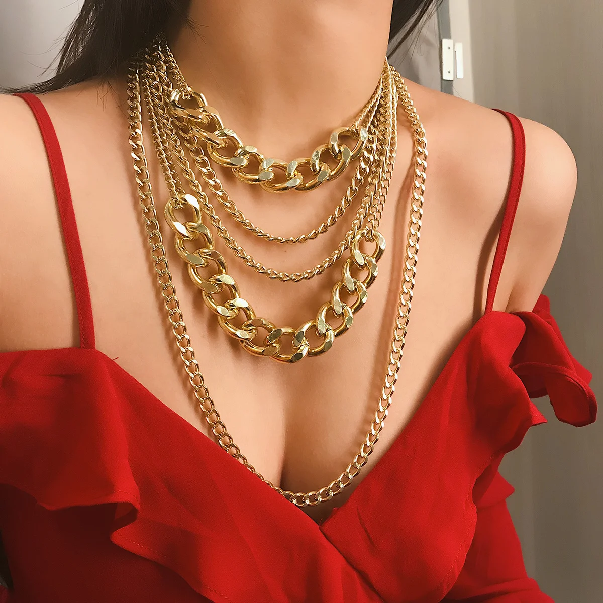 

Exaggerated Golden Multi-Layer Tassel Necklace Necklace Chic Chain for Party Prom Anniversary for Women Party Jewelry Gift
