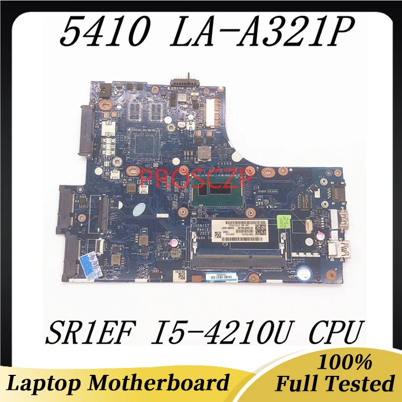 ZIUS6/S7 LA-A321P High Quality Mainboard For LENOVO S410 S40-70 M40-70 Laptop Motherboard With SR1EF I5-4210U CPU 100% Tested OK