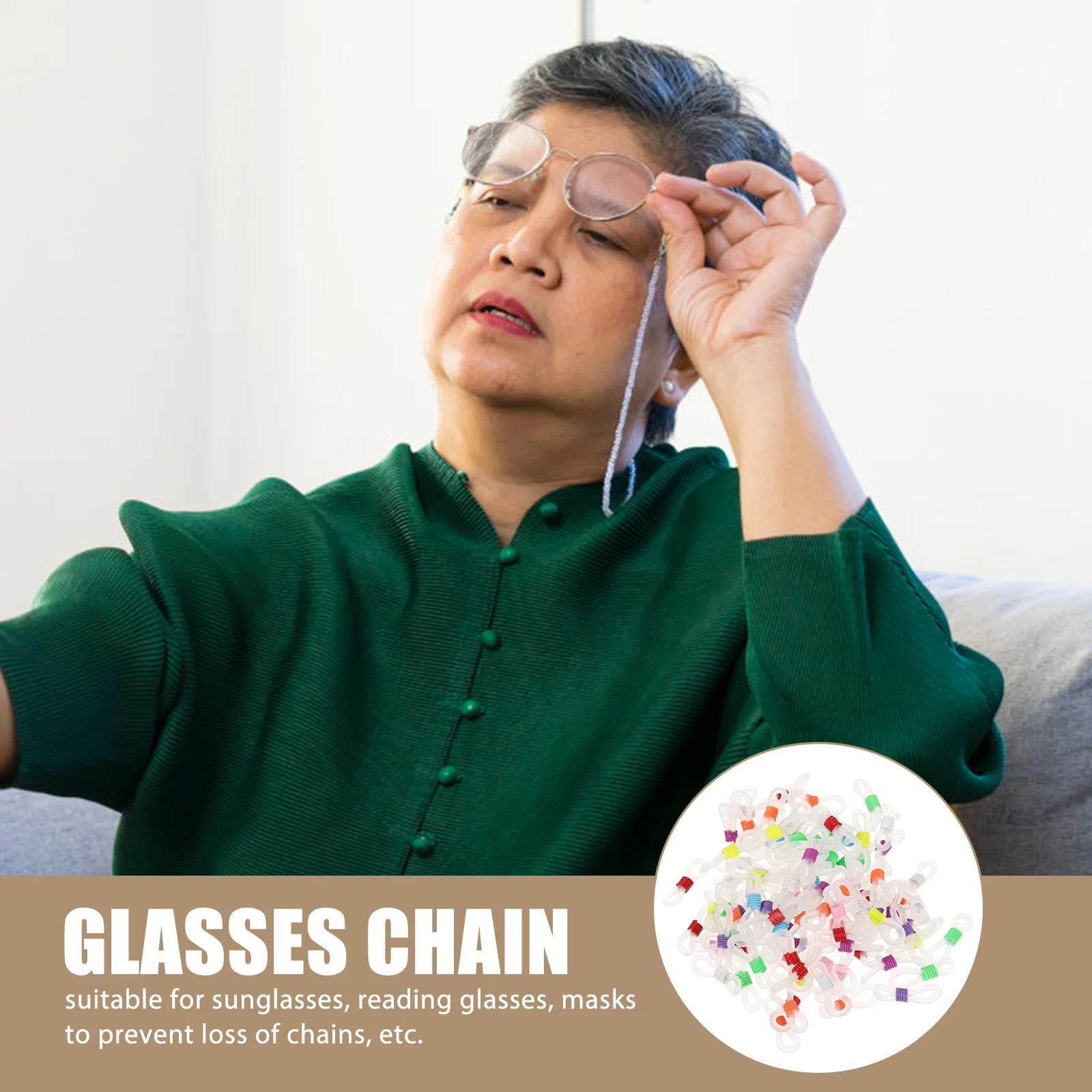 

100Pcs Eyeglass Chain Ends Rubber Connector Anti-Slip for Glasses Sunglasses Mask Strap Accessories Glasses Strap Connectors