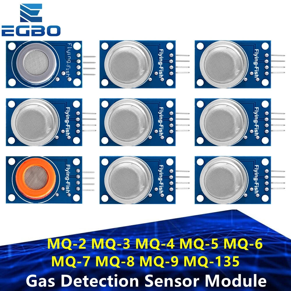 Gas Detection Sensor Module MQ-2 MQ-3 MQ-4 MQ-5 MQ-6 MQ-7 MQ-8 MQ-9 MQ-135 Sensor Module Gas Sensor Starter Kit