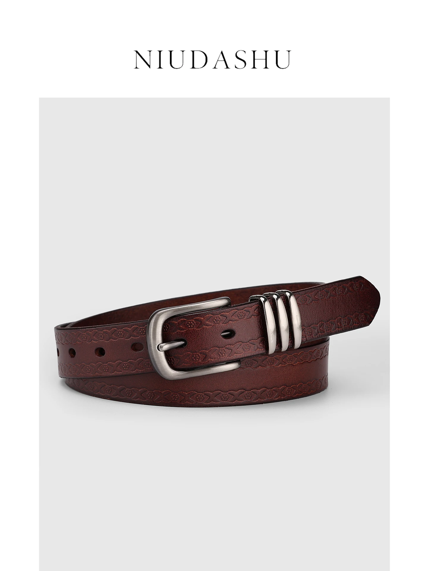 秋冬-レディース-レザーベルト-シンプル-多用途-装飾-トップレイヤー-牛革デザイン-ジーンズ-ウエストベルト-痩身-ブラウン