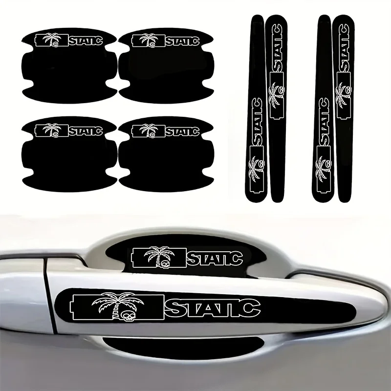 8Pcs/Set Static Palm Tree Door Handle & Cup Stickers, Anti-Scratch Car Decals