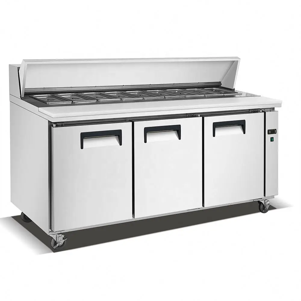 Supermarket Fridge Commercial Equipment Salad Fresh Meat Display Fridge Tempered Glass Cooler